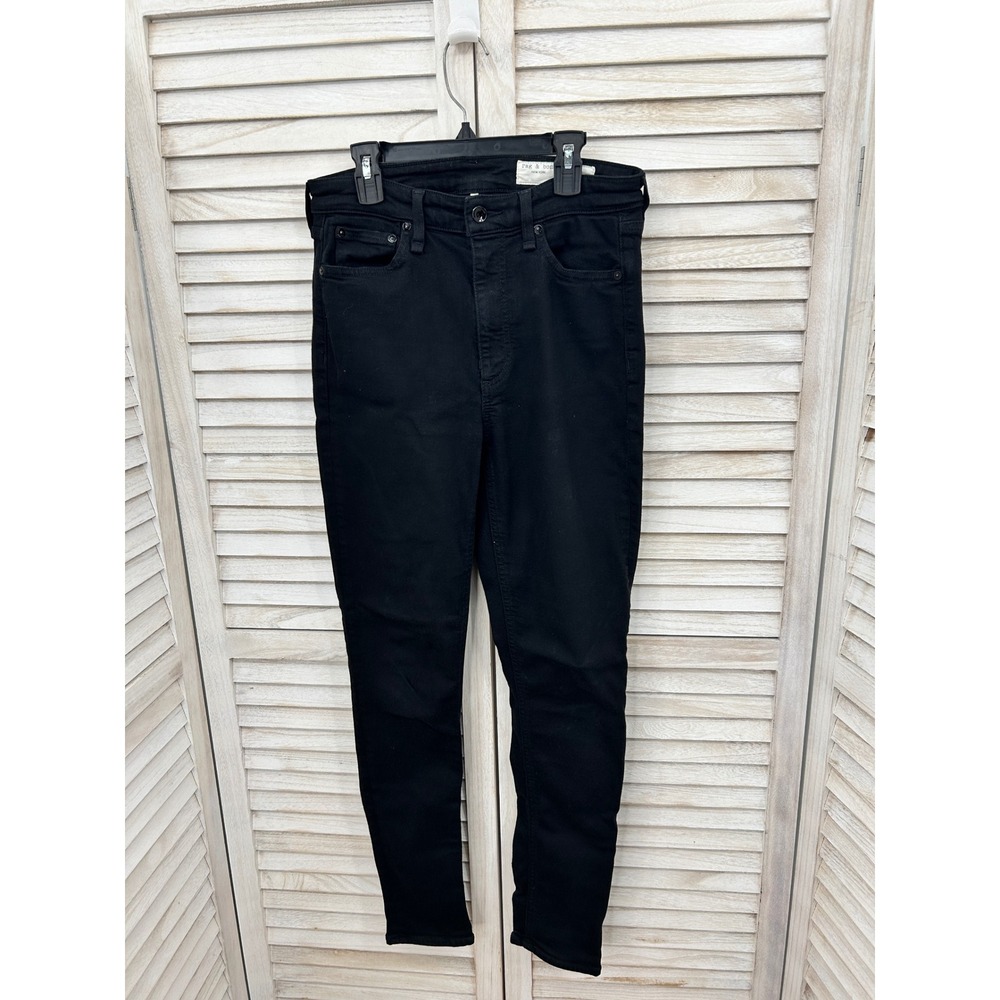 Rag & Bone Nina High-Rise Skinny Jeans 28 Black Workwear Goth Preppy